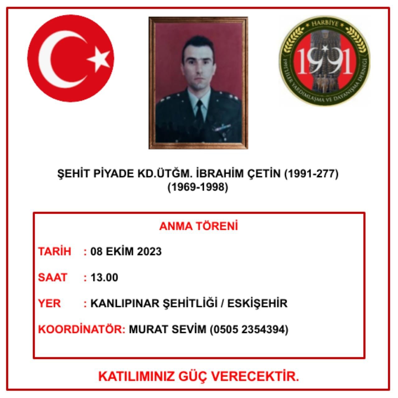 358 Şht.P.Kd.Ütğm. İbrahim ÇETİN Anma Töreni (08.10.2023)