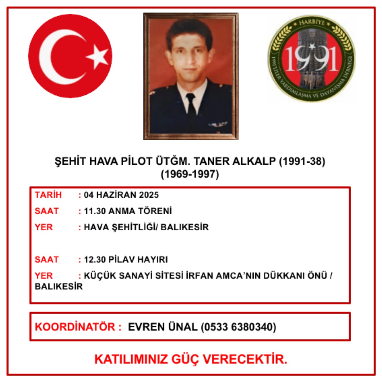 404. Şht.Hv.Plt.Ütğm.Taner ALKALP Anma Töreni (04.06.2025)