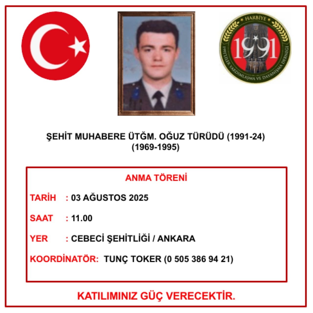 409 Şht.Mu.Ütğm.Oğuz TÜRÜDÜ Anma Töreni (03.08.2025)