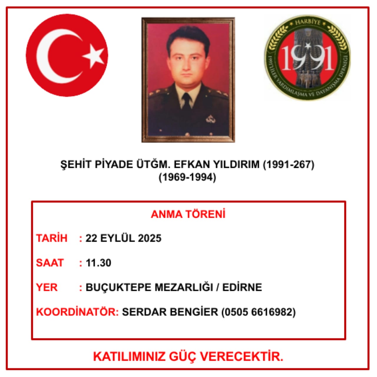 413 Şht.P.Ütğm.Efkan YILDIRIM Anma Töreni (22.09.2025)